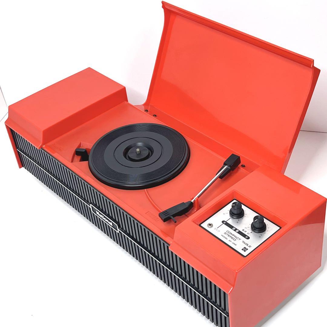 昭和レトロ ナショナル レコードプレーヤー SF–448 レッド ステレオ