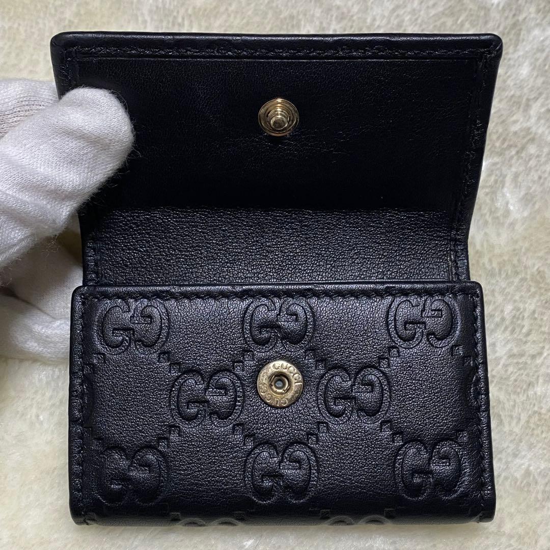 新品級✨グッチ6連キーケース GG総柄シマ黒レザーゴールド金具インター