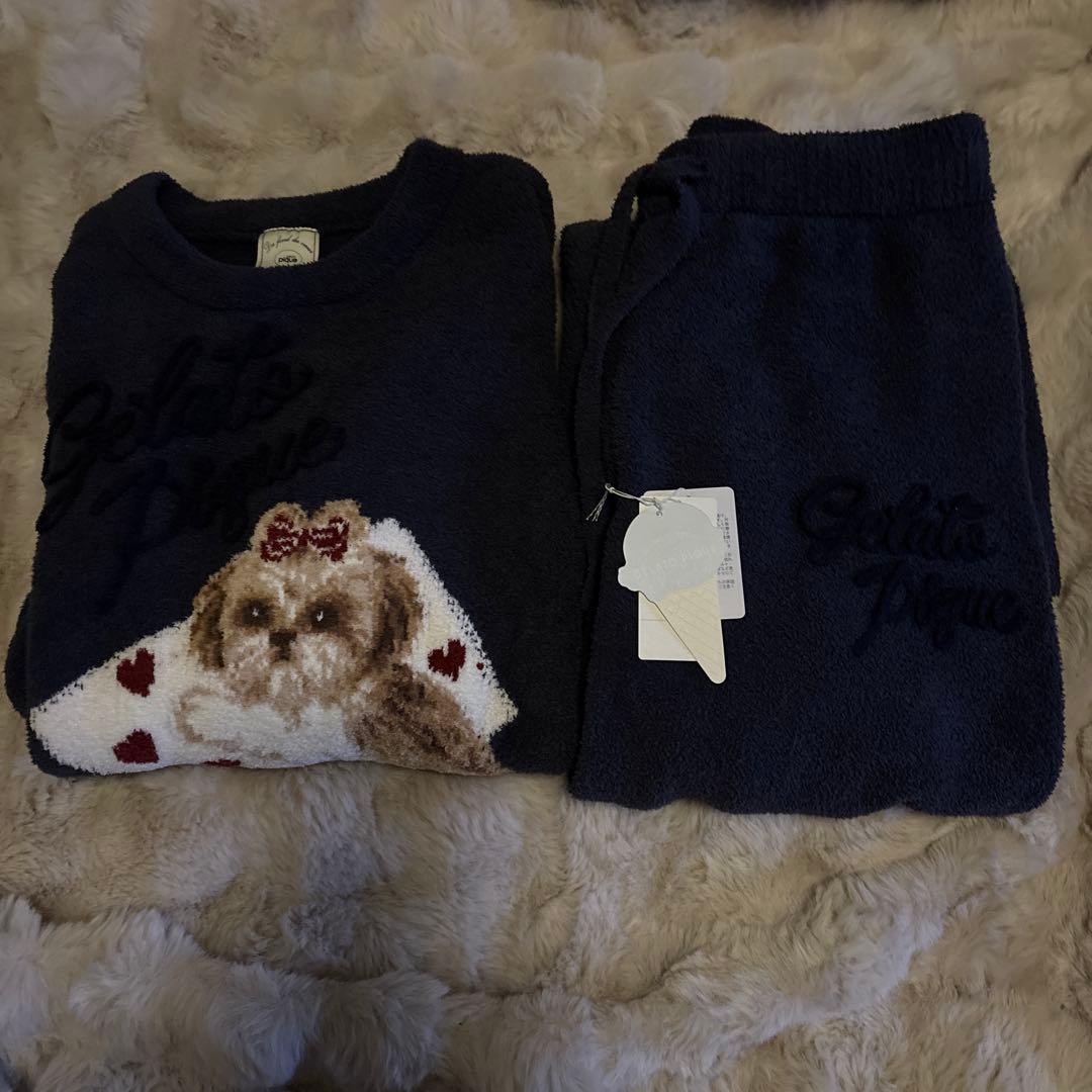 ジェラートピケ　シーズー ジャガードプルオーバー & ベビモコロングパンツセット