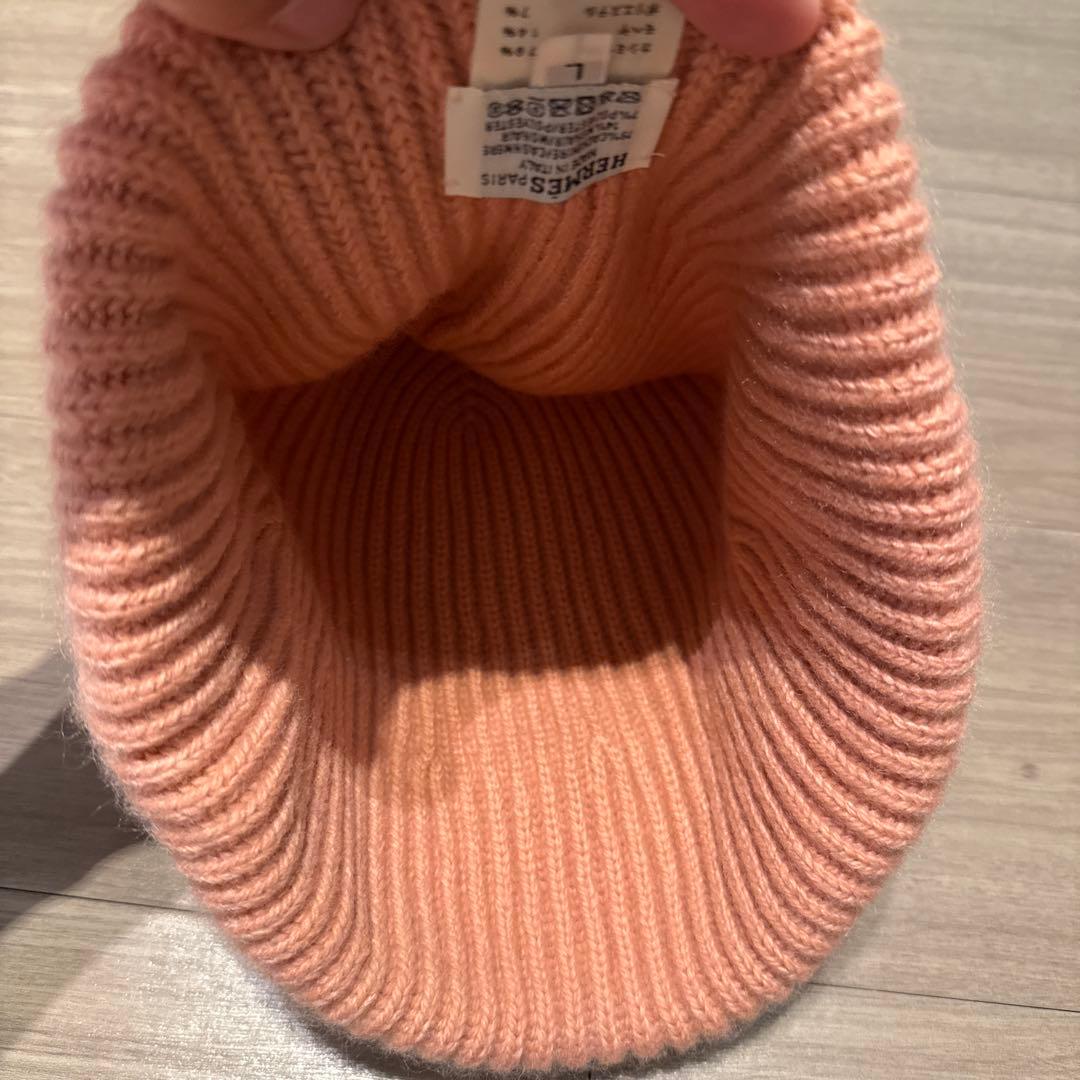 エルメス (HERMES)ピンク ニット帽 L