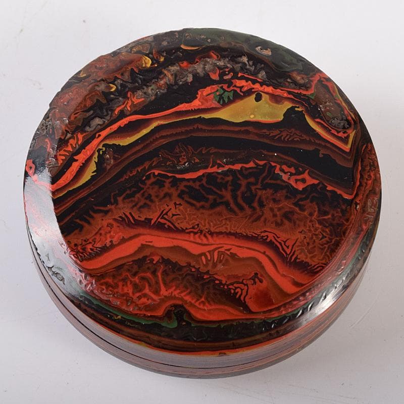 茶道具　溜漆　堆漆　香合　袱紗・時代箱付　V　R7976