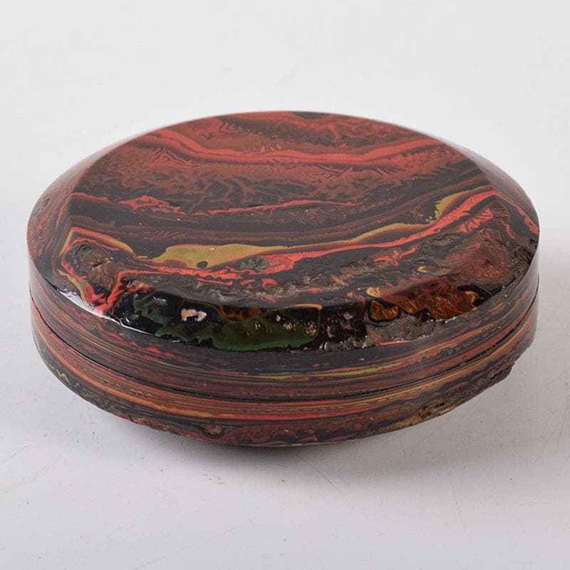 茶道具　溜漆　堆漆　香合　袱紗・時代箱付　V　R7976