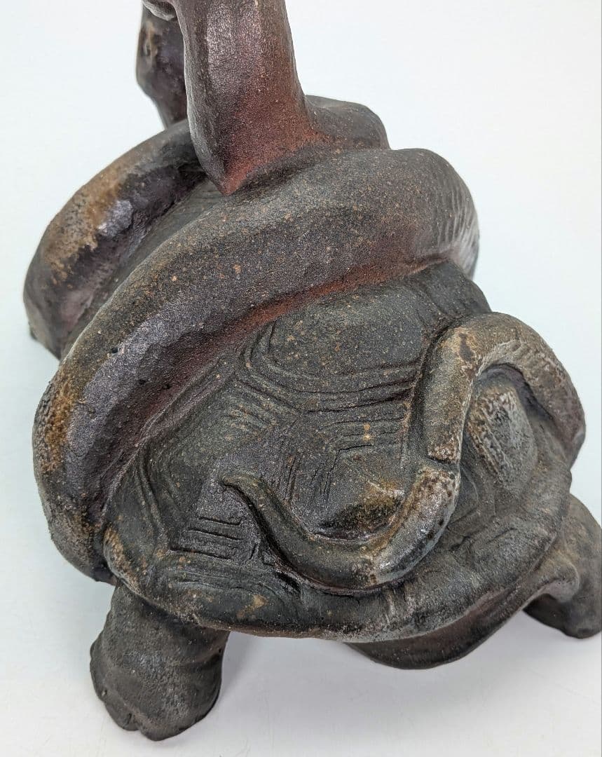 廬山窯 武用君彦 備前焼 干支置物「己巳」 共箱共布 巳年 亀