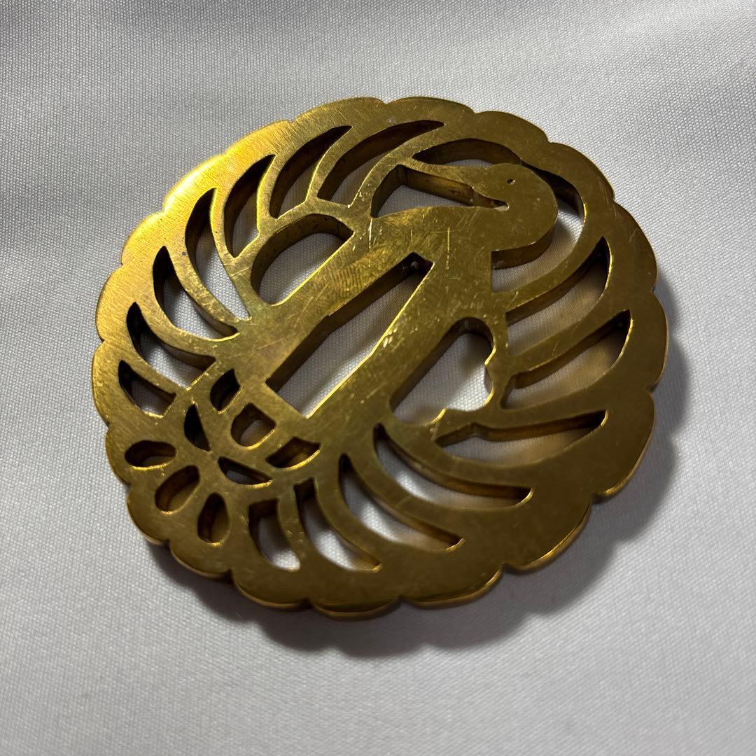 金色 鶴デザイン 鍔(つば) 鶴丸　鐔　武具