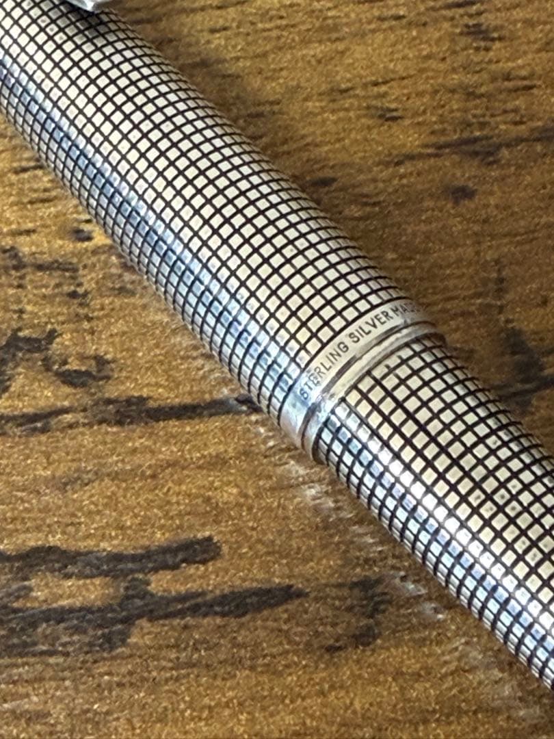 1975年製 18金 白金 全蝕刻 スターリングシルバー パイロット 万年筆 F