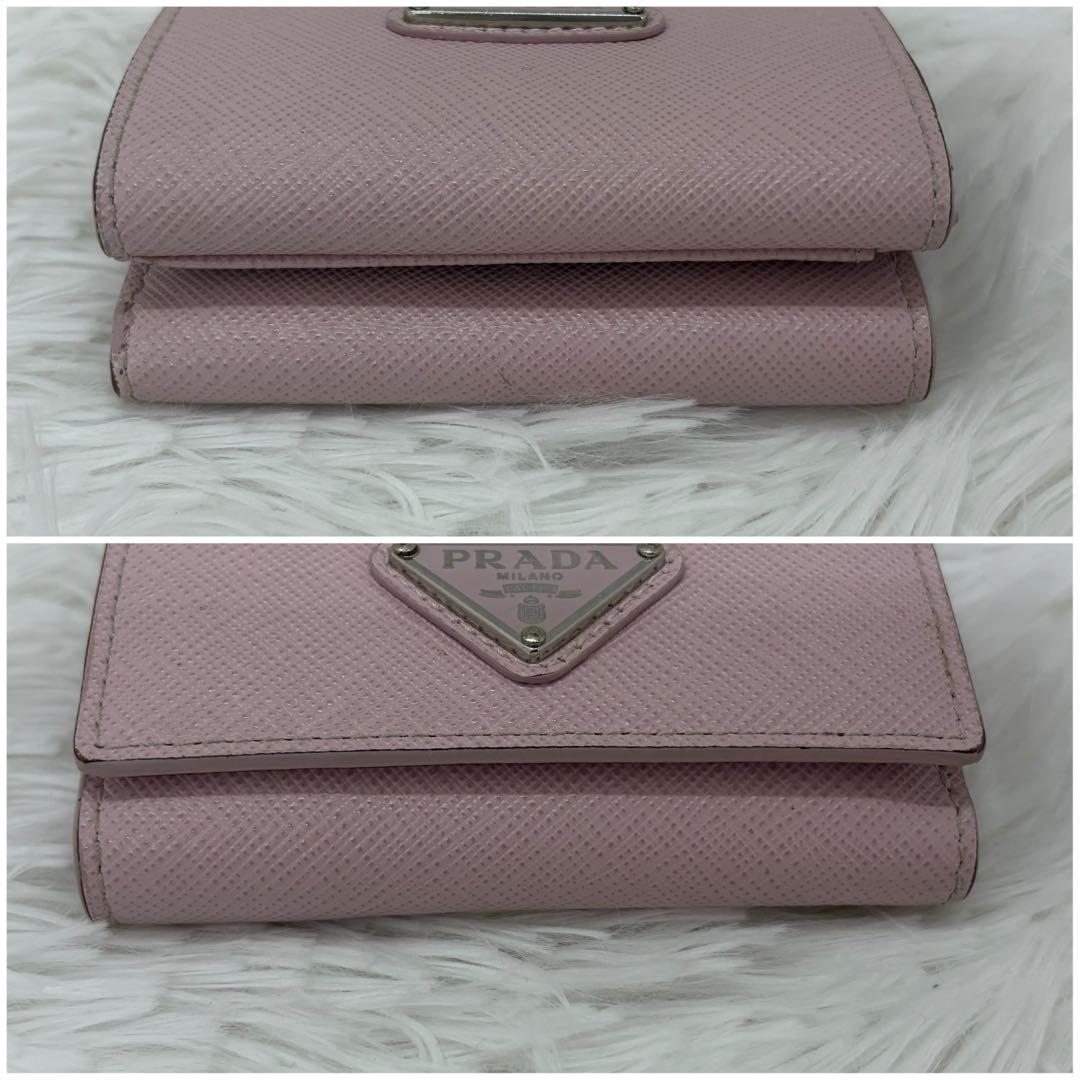 専用✨RFID搭載/美品✨プラダ 三つ折り財布 レザー 三角ロゴ レザー　ピンク