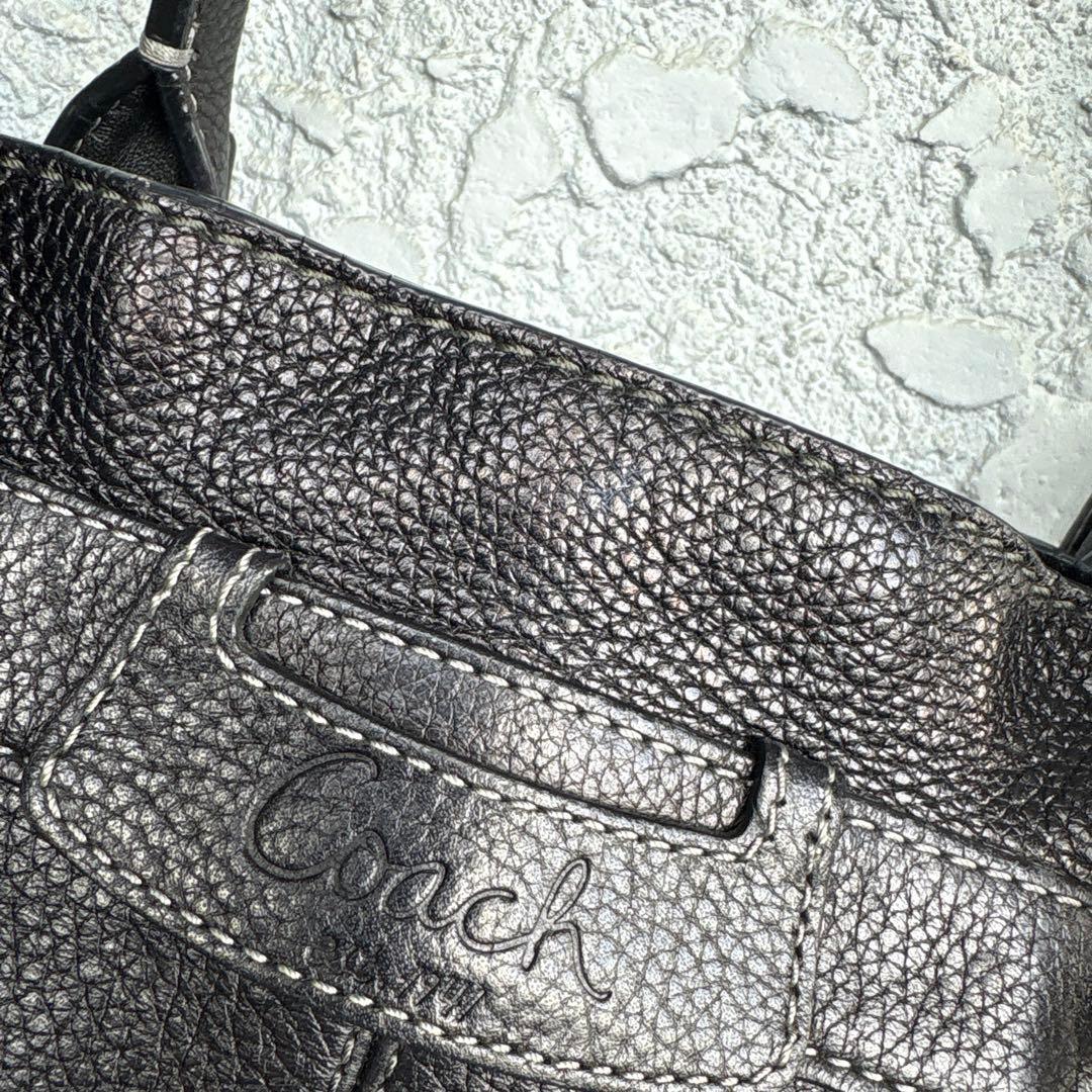 COACH コーチ　レザー　ブラック　ハンド　ショルダーバッグ