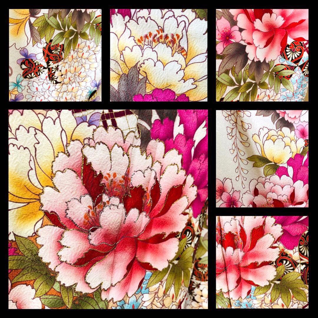 振袖フルセット‼️振袖ブランドLakokuIa❤️白地ピンク花々金彩 小物付
