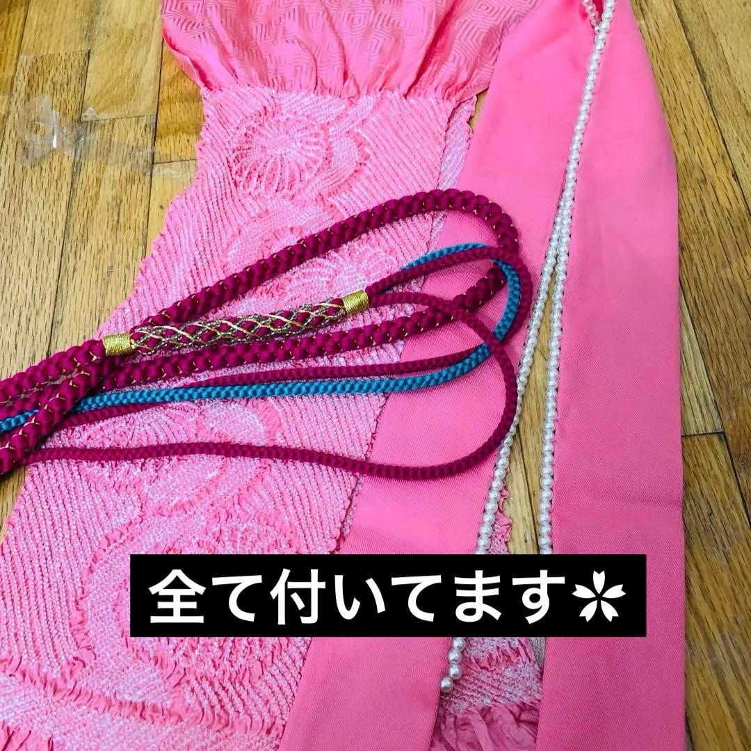 振袖フルセット‼️振袖ブランドLakokuIa❤️白地ピンク花々金彩 小物付