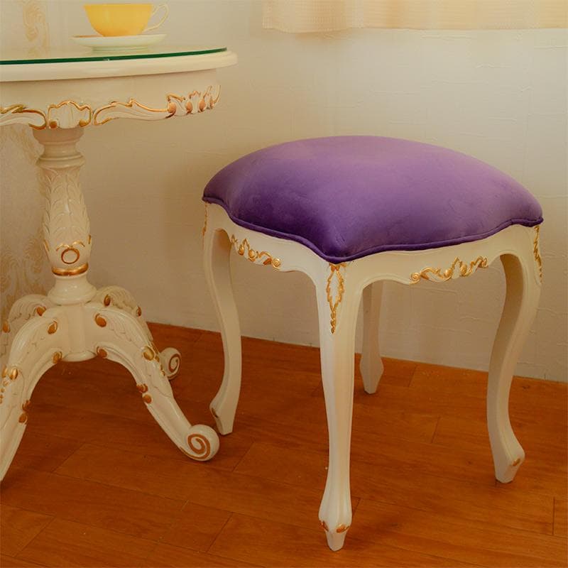 長靴下ピッピ様用　アイボリー ゴールド スツール モケット 紫　金箔 マホガニー