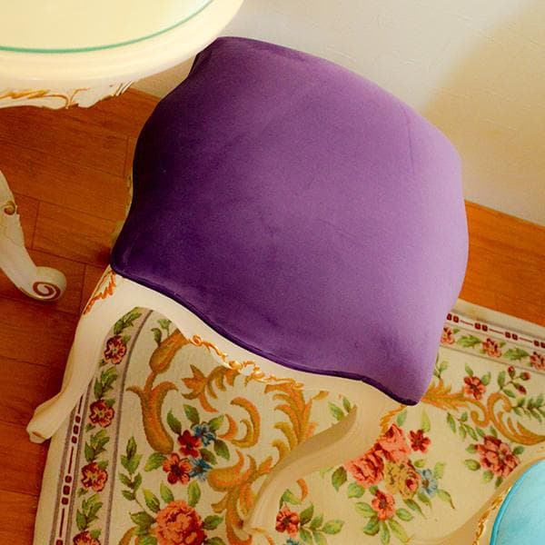 長靴下ピッピ様用　アイボリー ゴールド スツール モケット 紫　金箔 マホガニー