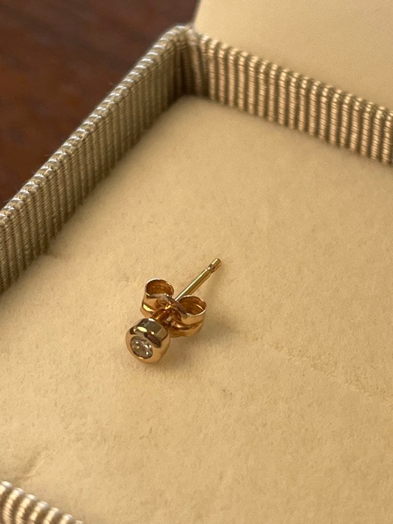 【ete】K18 ダイヤモンド 0.1ct ピアス「ブライト」　ピンクゴールド