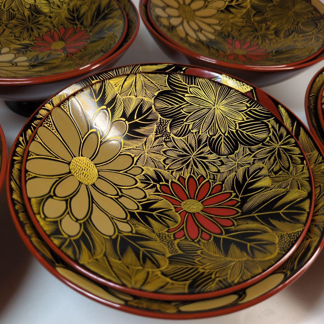 特選　沈金　輪島塗　蒔絵付吸物椀　五客　年代物　骨董