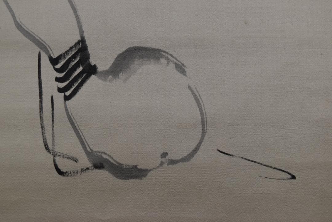 【真作】藤瀬冠邨（画）来城（賛）/瓢箪画賛/掛軸/名家伝来/Z-849