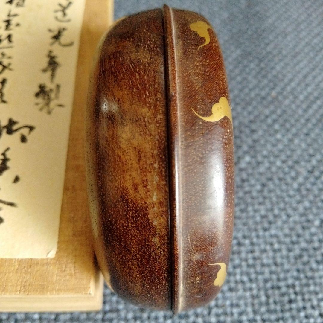 旧家蔵 中国骨董 清時代道光年製 紫檀金絲象嵌細工御香合