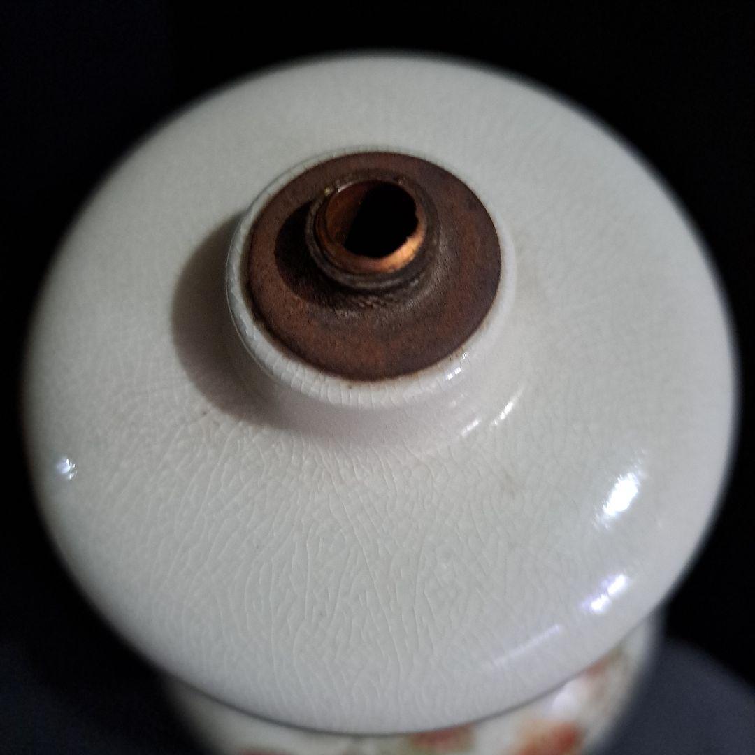 薩摩　島津丸十紋　 極上吸引壺 　金彩赤絵　菊文　江戸中　真鍮吸引壺　 珍品壺