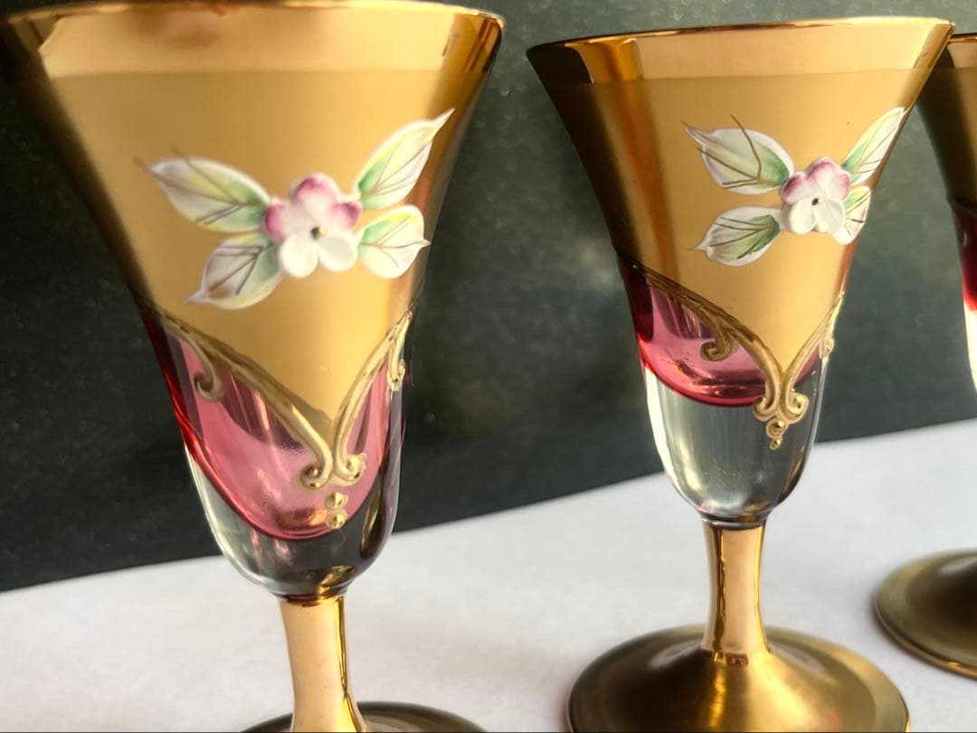 イタリア ベネチアングラス ヴィンテージ シャンパングラス （3個）