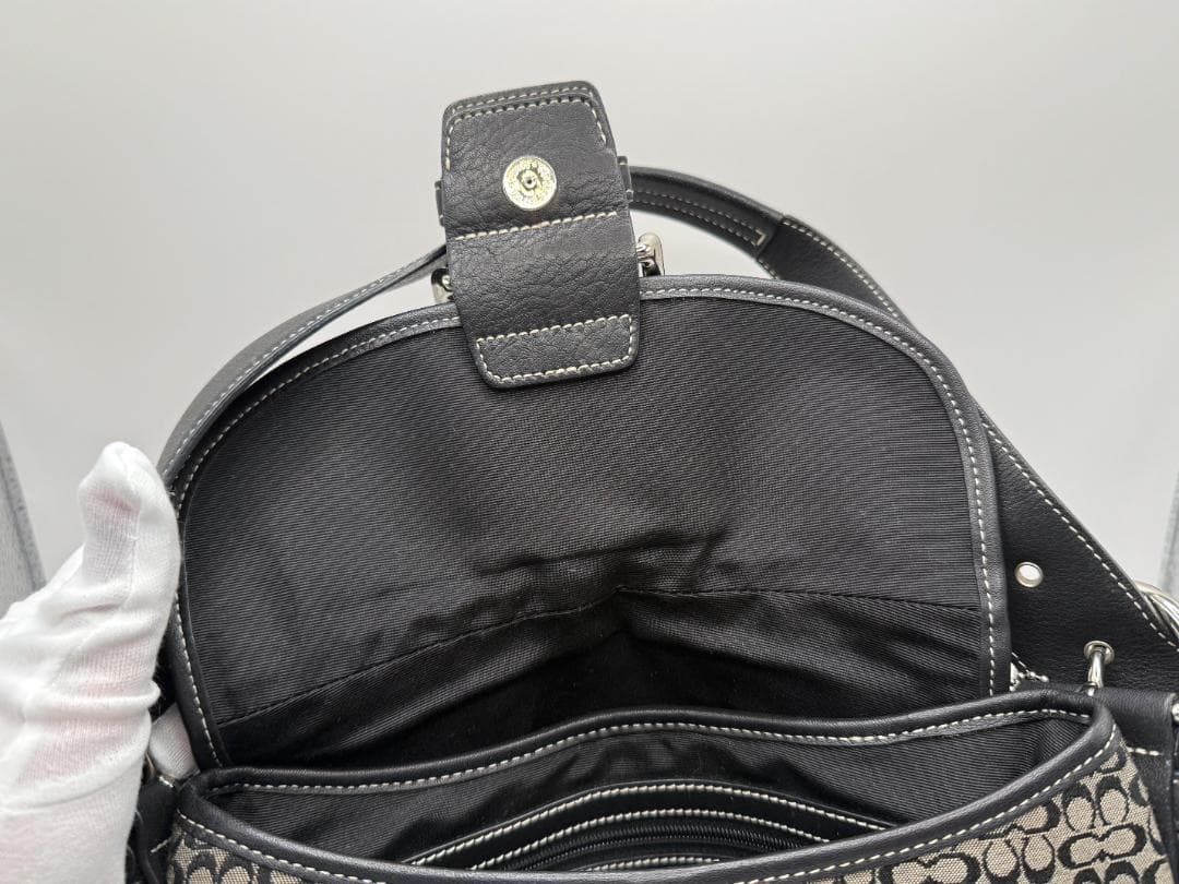 【美品】COACH コーチ SOHO ワンショルダー バッグ シグネチャー 黒