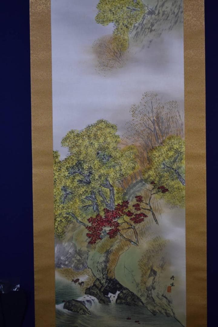 真作/田上修/(丹生）/秋渓双鹿図/桐共箱二重箱