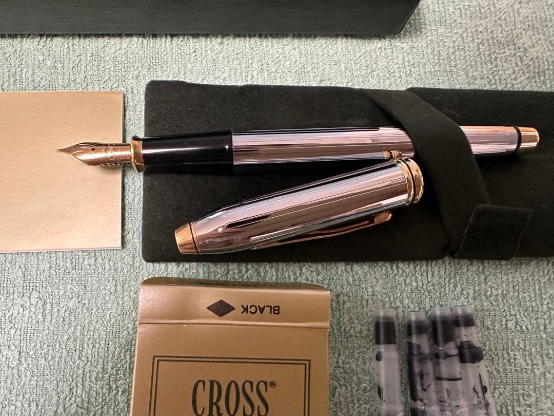 CROSS ヴィンテージ 万年筆 シルバー ゴールド 専用ケース付き