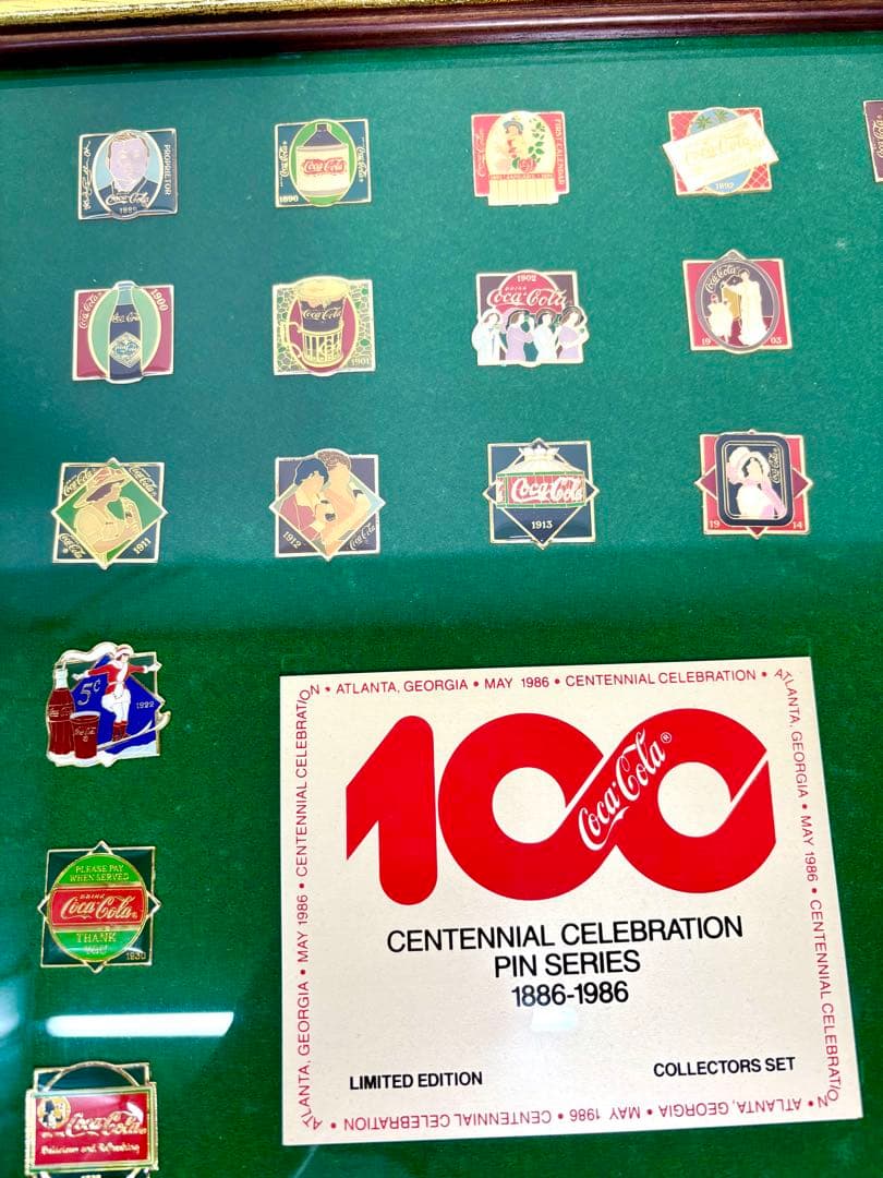 コカコーラ100周年記念 ピンバッジ コレクターズセット 1886-1986