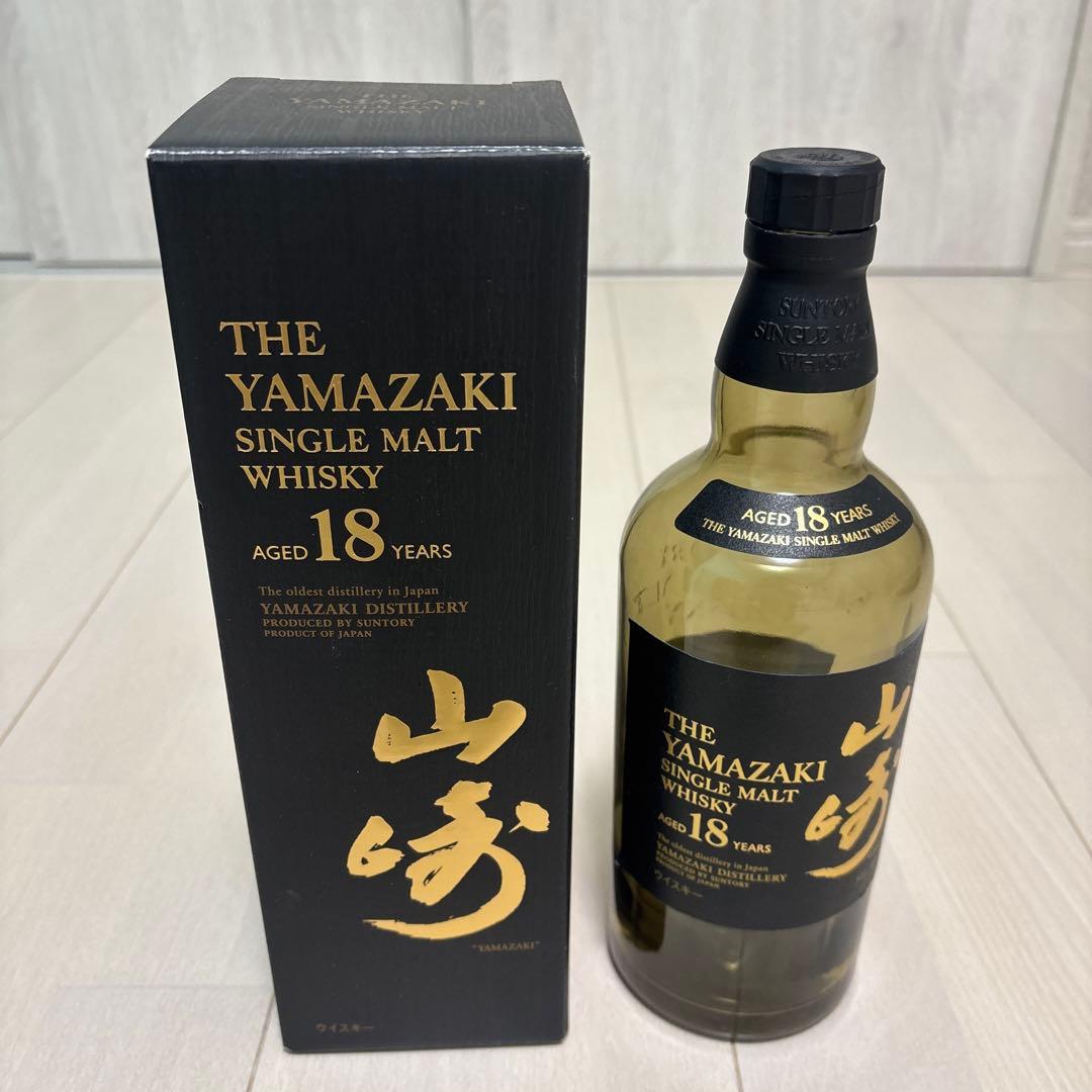 山崎18年 空瓶旧箱付き‼️ ✨希少 サントリー山崎18年モルト 旧ラベル 空瓶 箱付き✨ 山崎18