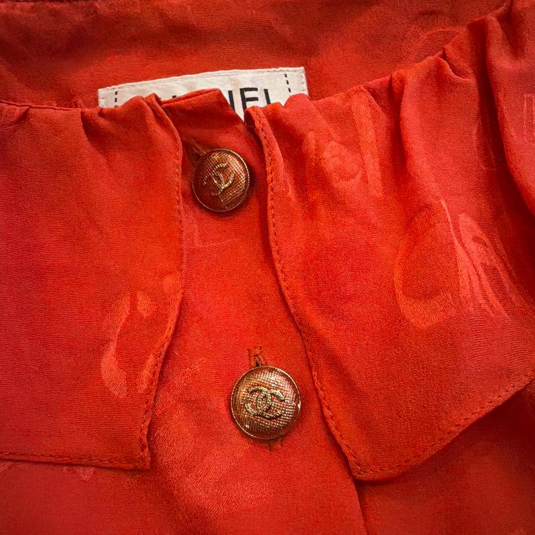 CHANEL オレンジロゴフリルタンクトップ 34