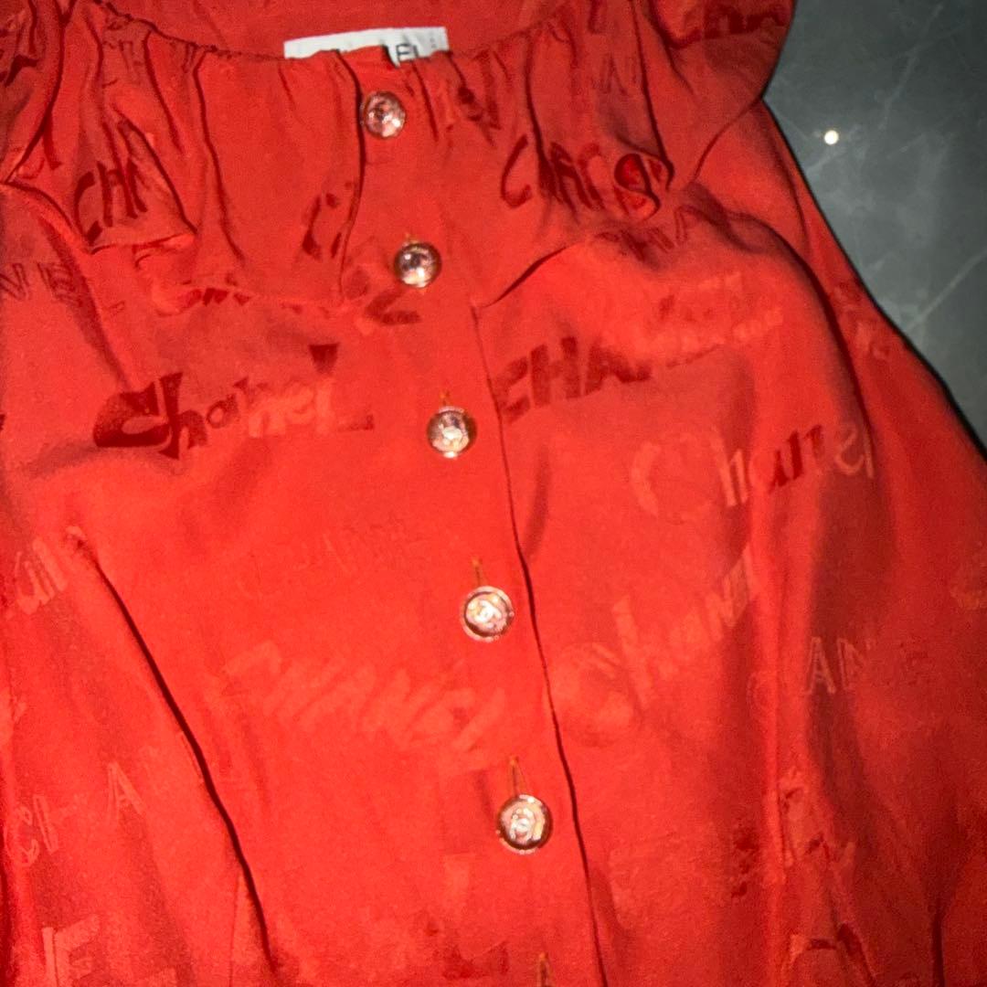 CHANEL オレンジロゴフリルタンクトップ 34