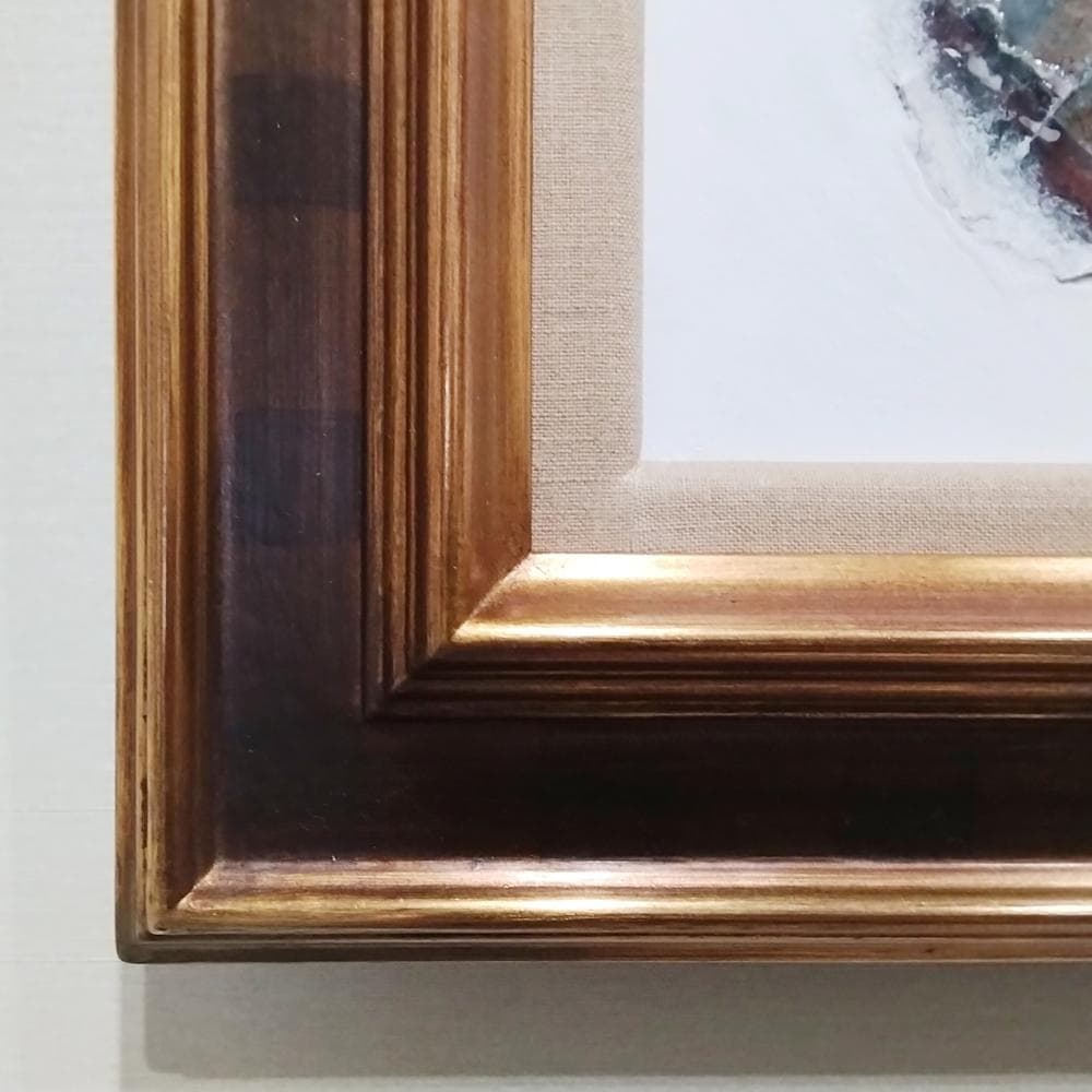 内野隆文　ハート　抽象絵画　パネルにミクストメディア　現代アート　額縁　真作