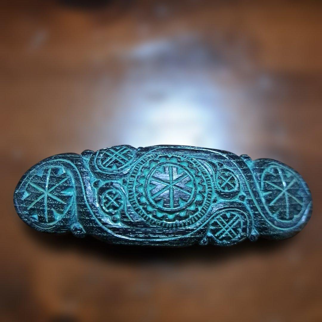 アイヌ木製彫刻模様ネックレス・バレッタ・ブレスレット6点セット