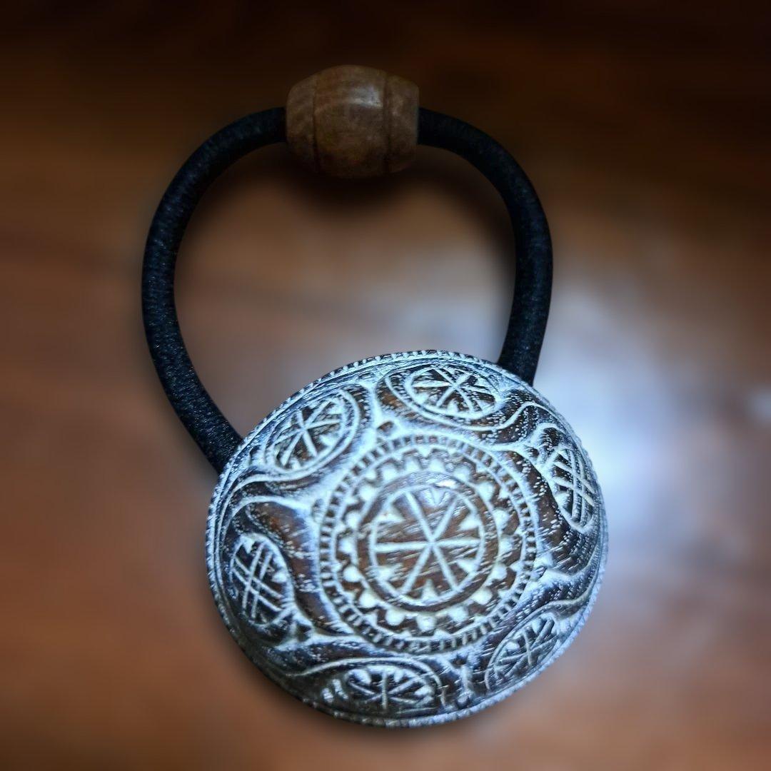 アイヌ木製彫刻模様ネックレス・バレッタ・ブレスレット6点セット