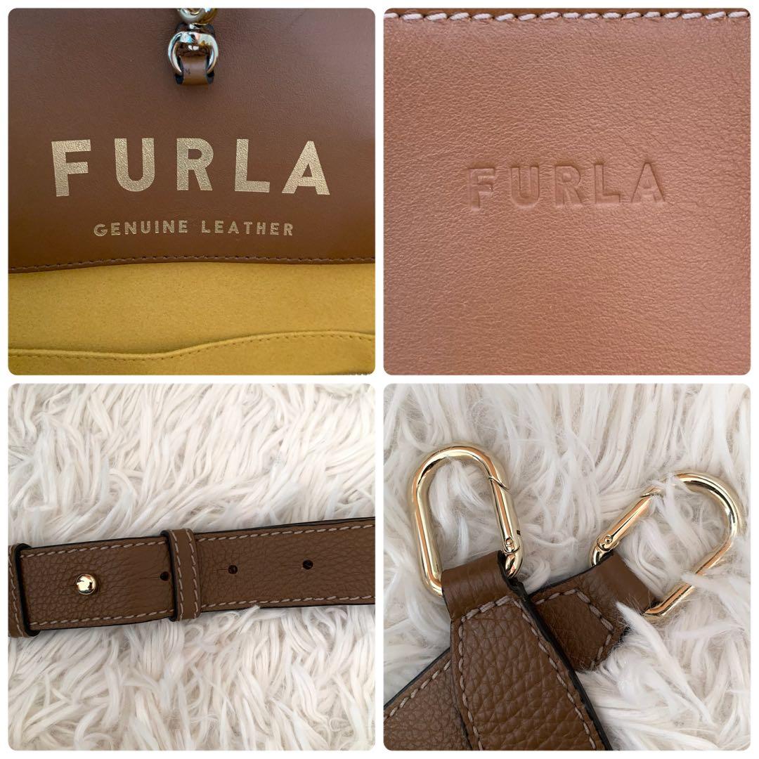 極美品✨フルラ 現行 ハンドバッグ 2way ミアステラ オールレザー キャメル