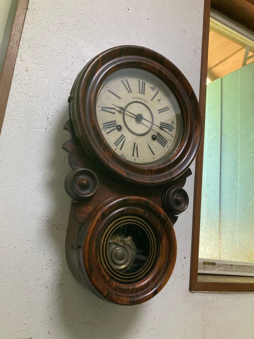 アンティークANSONIA 8日巻ダルマ柱時計 稼働中