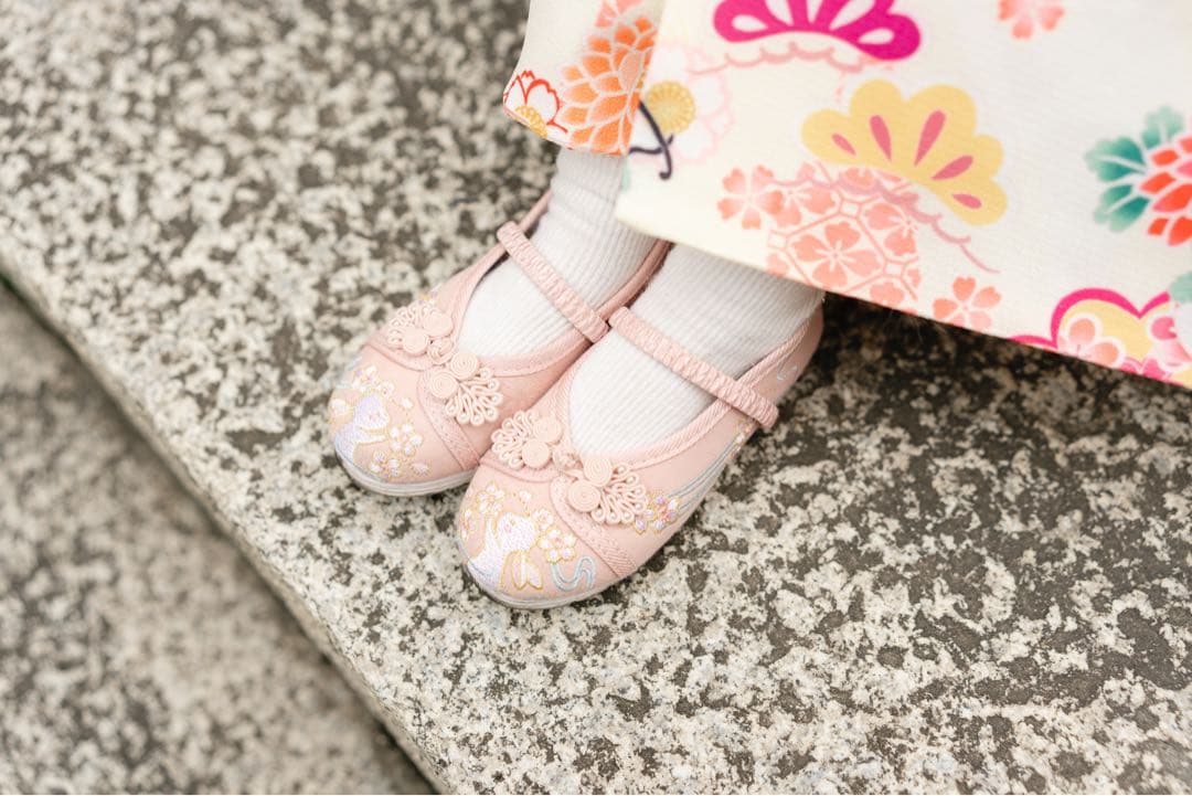 キャサリンコテージ　いにしえ華車黄×桃被布七五三髪飾り　七五三草履　髪飾りセット