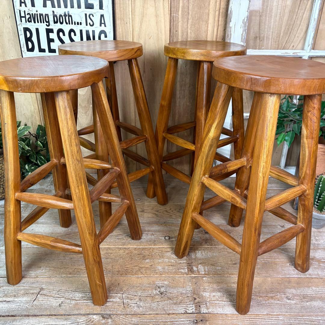 専用☆オールドチークハイスツール4点セット