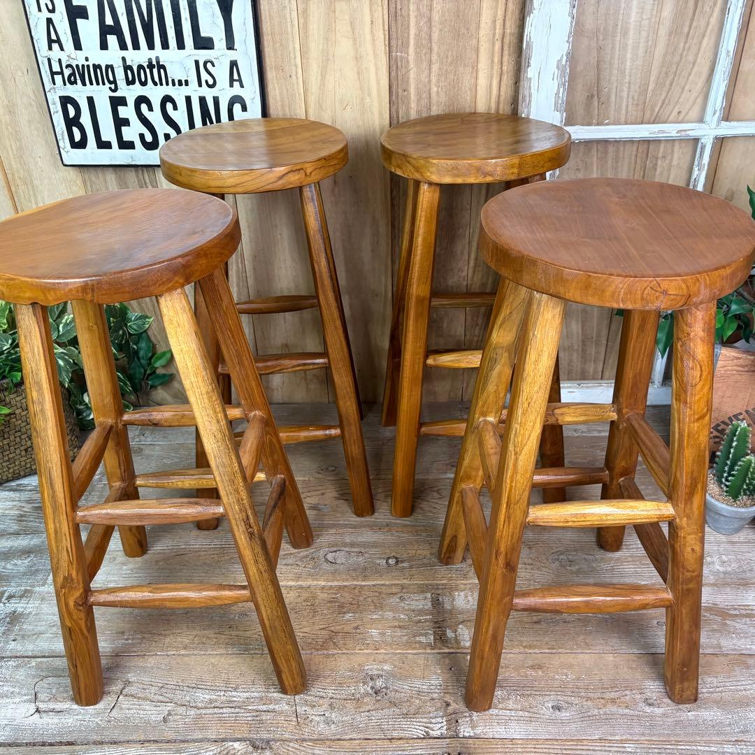 専用☆オールドチークハイスツール4点セット