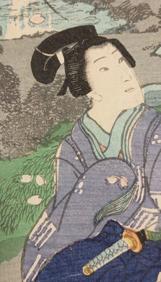 浮世絵、偐紫源氏姿美多て八景の内春嵐、二代国貞