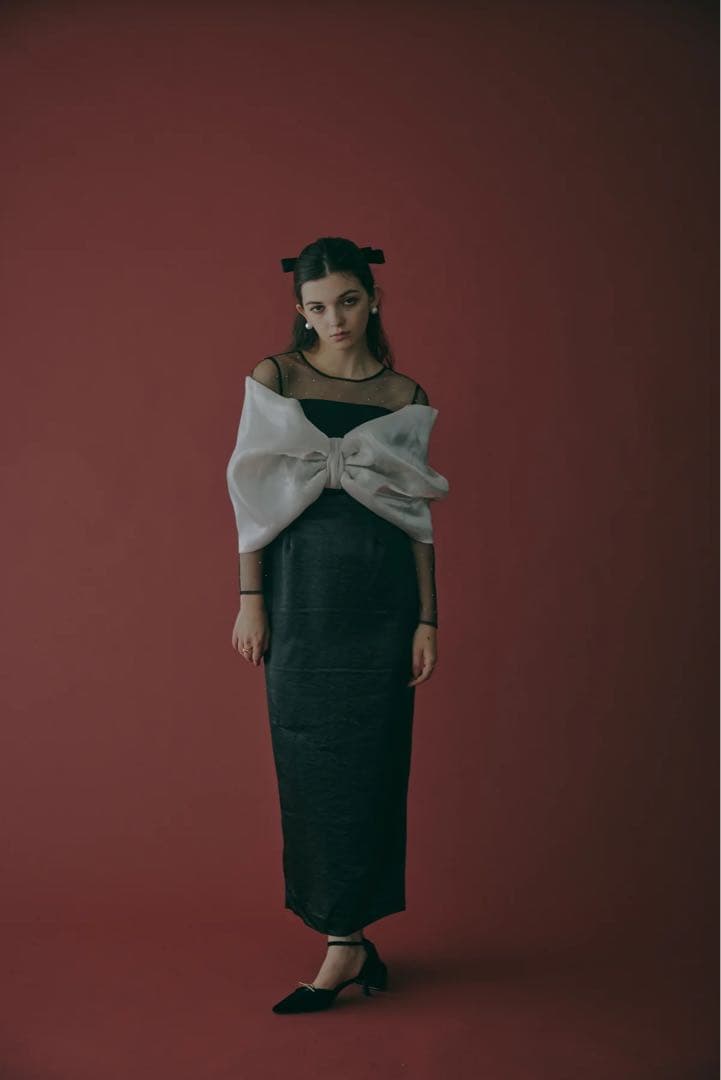 【ecmile.】RIBBON TIGHT DRESS オケージョンドレス