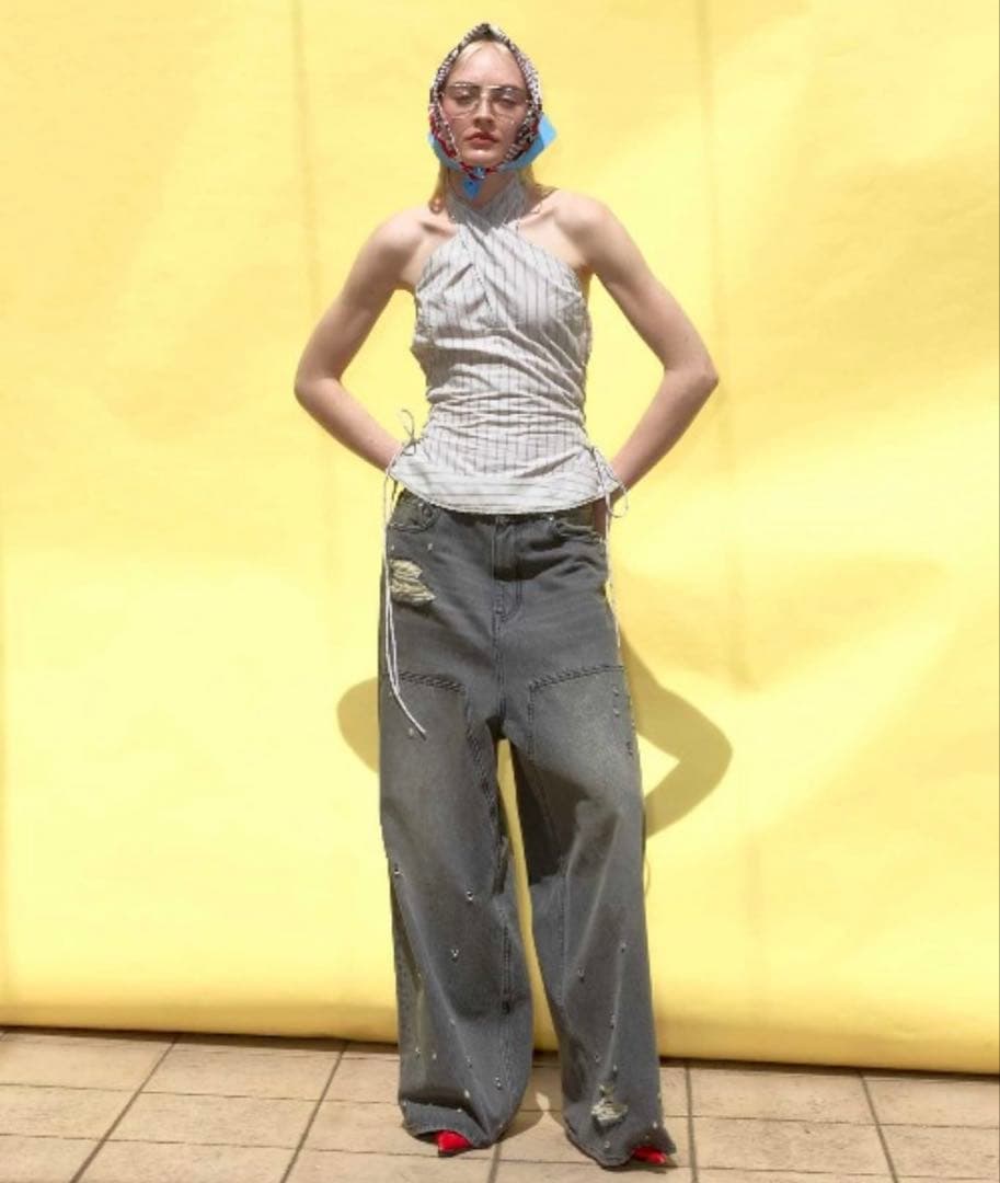 MAISON SPECIAL サイドレースアップホルターネックトップス