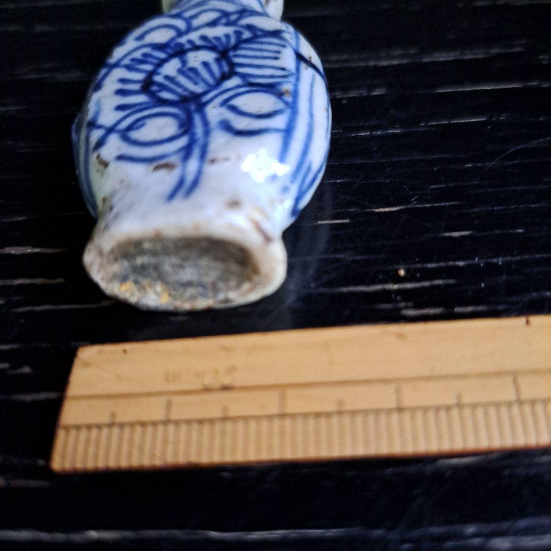 中国古玩 初期呉須染付 飾小壺 清時代 最少小壺 名入