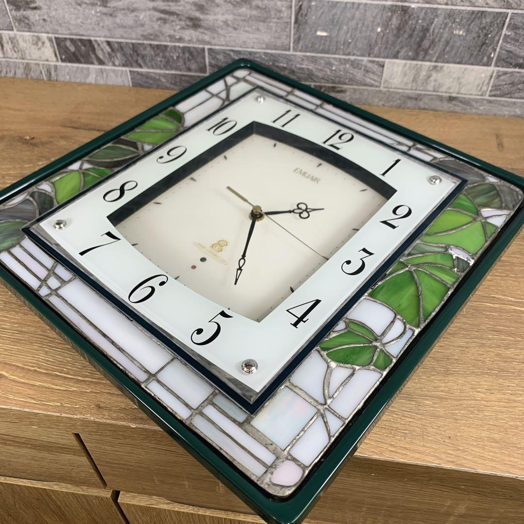 生産終了品　希少　リズム時計　EMUAIR　ステンドグラス枠　電波掛け時計