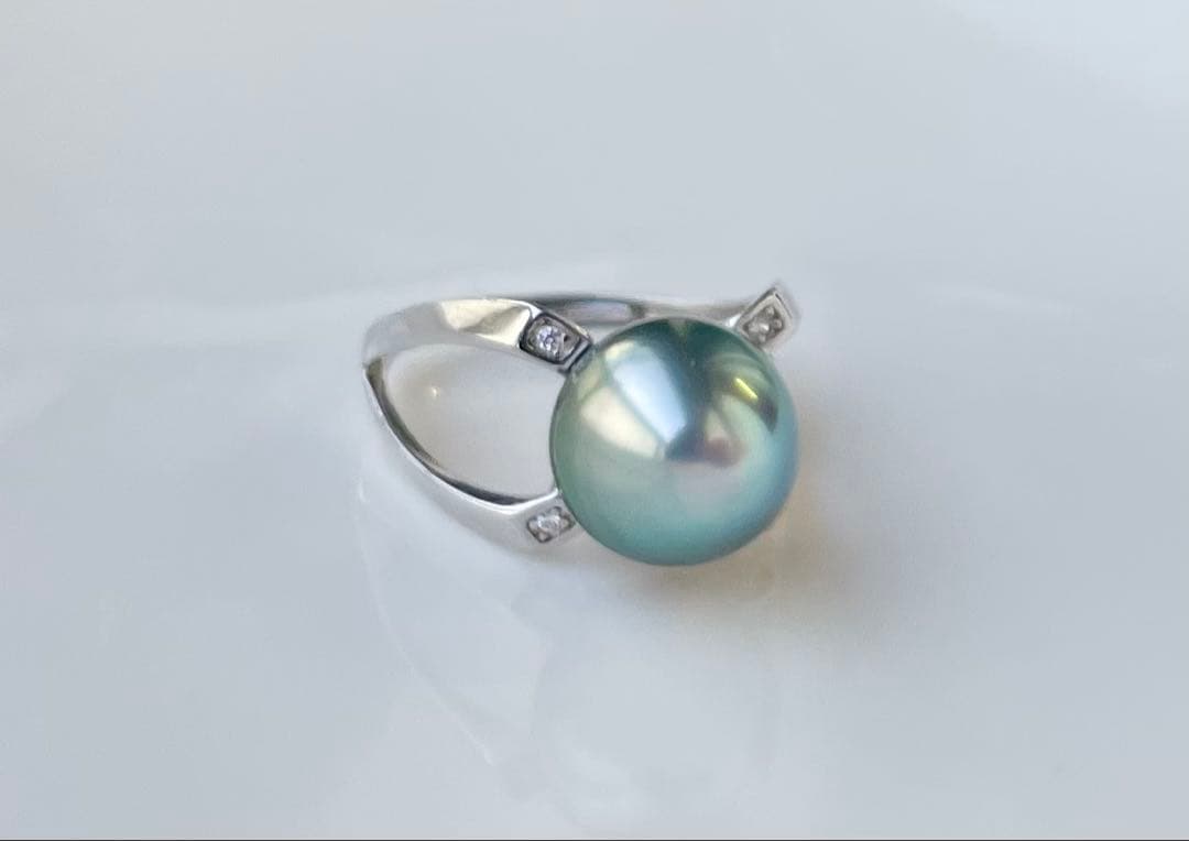 黒蝶真珠 タヒチ 南洋パール 高品質 絶品照り s925リング 指輪 ピーコック