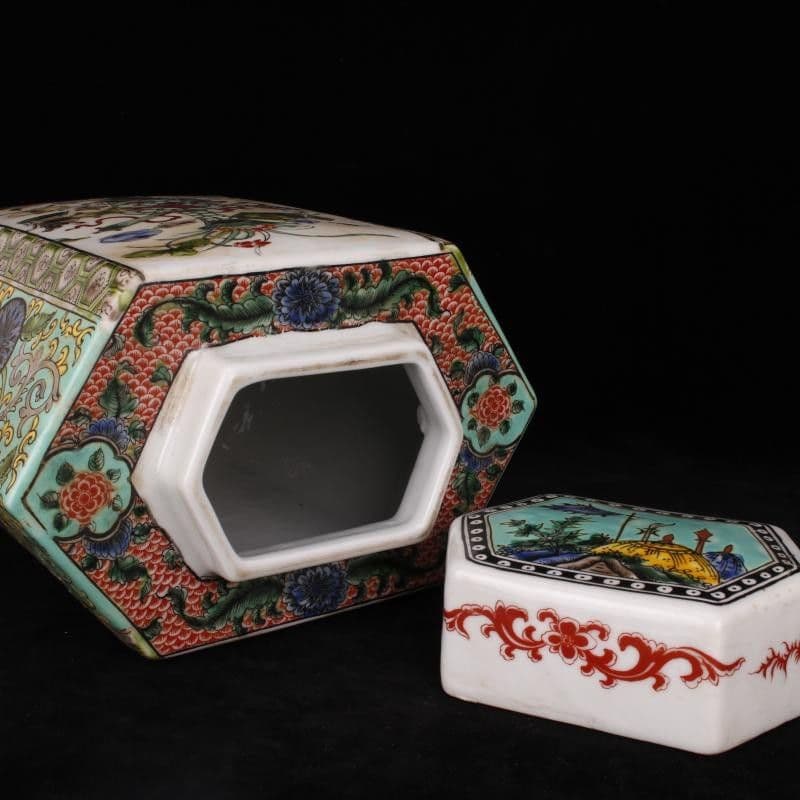 清康熙パステル博古紋茶壺 景徳鎮 陶磁器 装飾品 現代工芸品美術品 置物