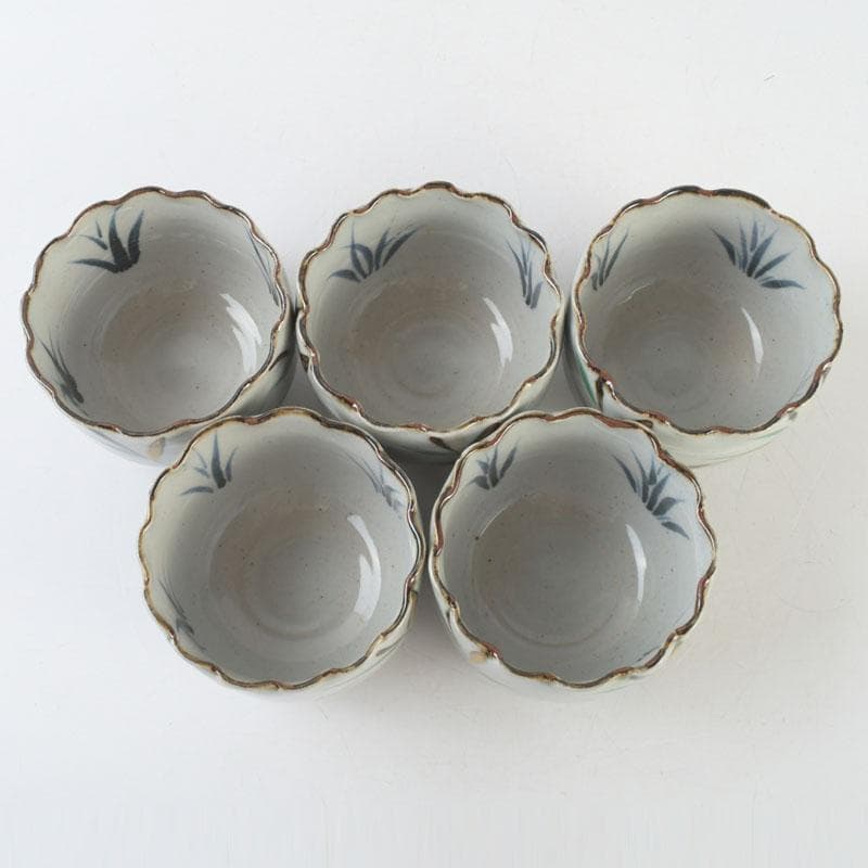 和食器 茶懐石 幸兵衛窯 芦文 小鉢 五客 共箱 N 9373