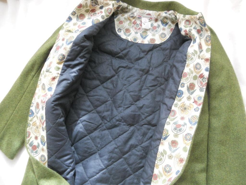 ボンポワン長袖ウールコート*10a＊モスグリーン<ウール*Bonpoint