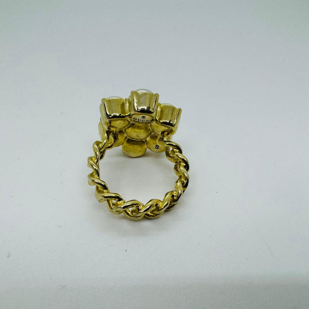 ✨GUCCI✨グッチ✨パール✨花型✨GGマーク✨リング✨