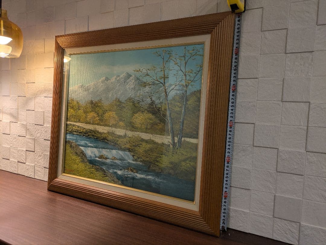 絵画 沢健 油彩10号 信濃の清流 風景画 真筆証明書付