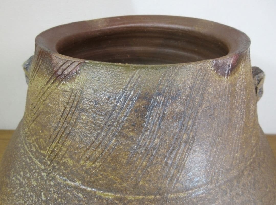 真作保証 藤原雄 最上位作品 備前線文擂座壷 人間国宝