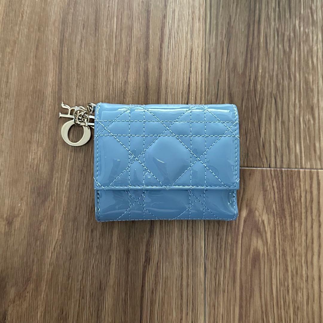 最終値下げ Dior ロータスウォレット カナージュ パテントカーフスキン
