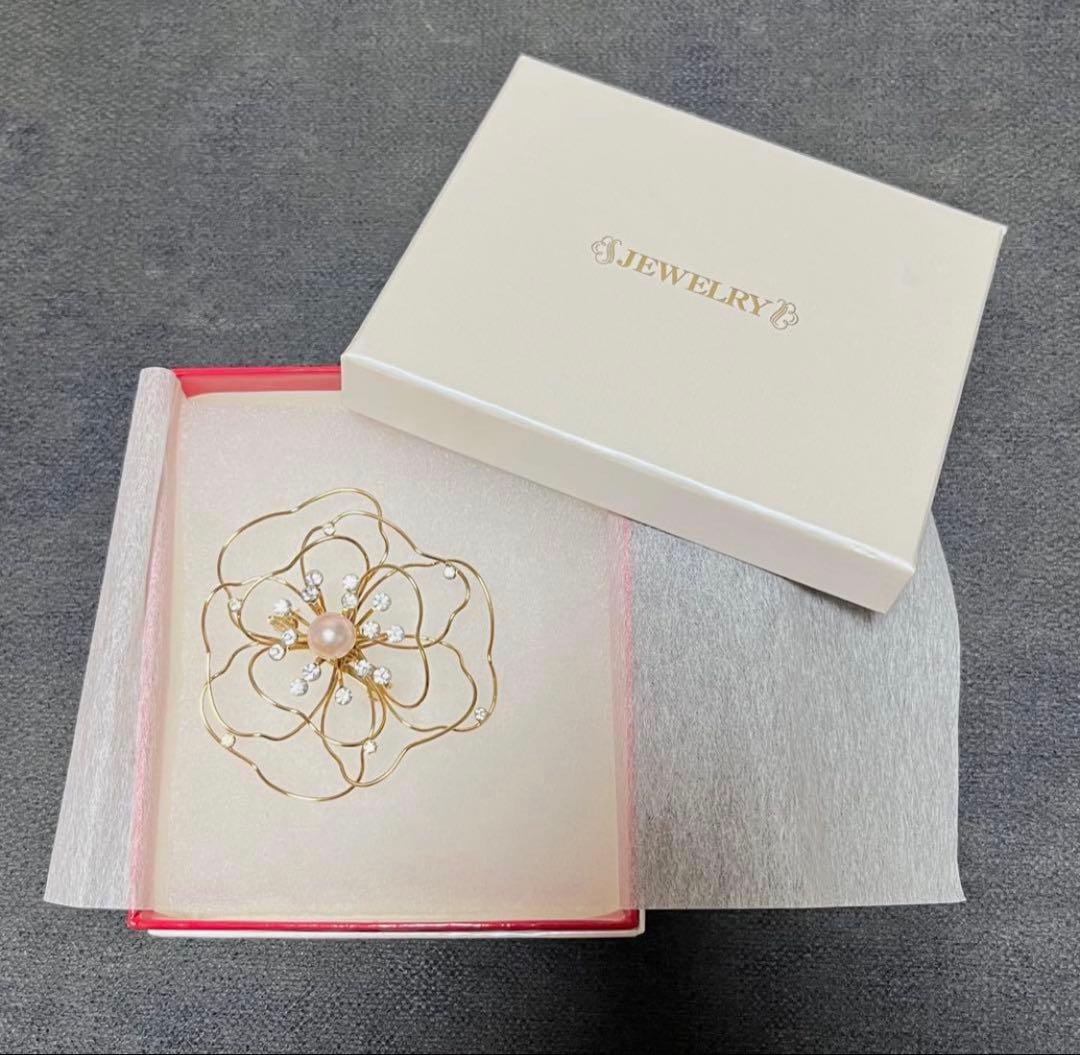 本真珠保証】フラワーモチーフ ブローチ ゴールドCZ パール - メルカリ